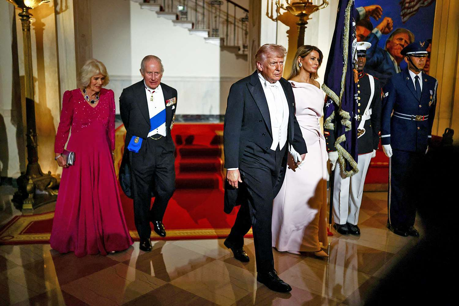 King Charles and Queen Camilla Stand Beside Trump's 'Butler' Portrait at White House State Dinner